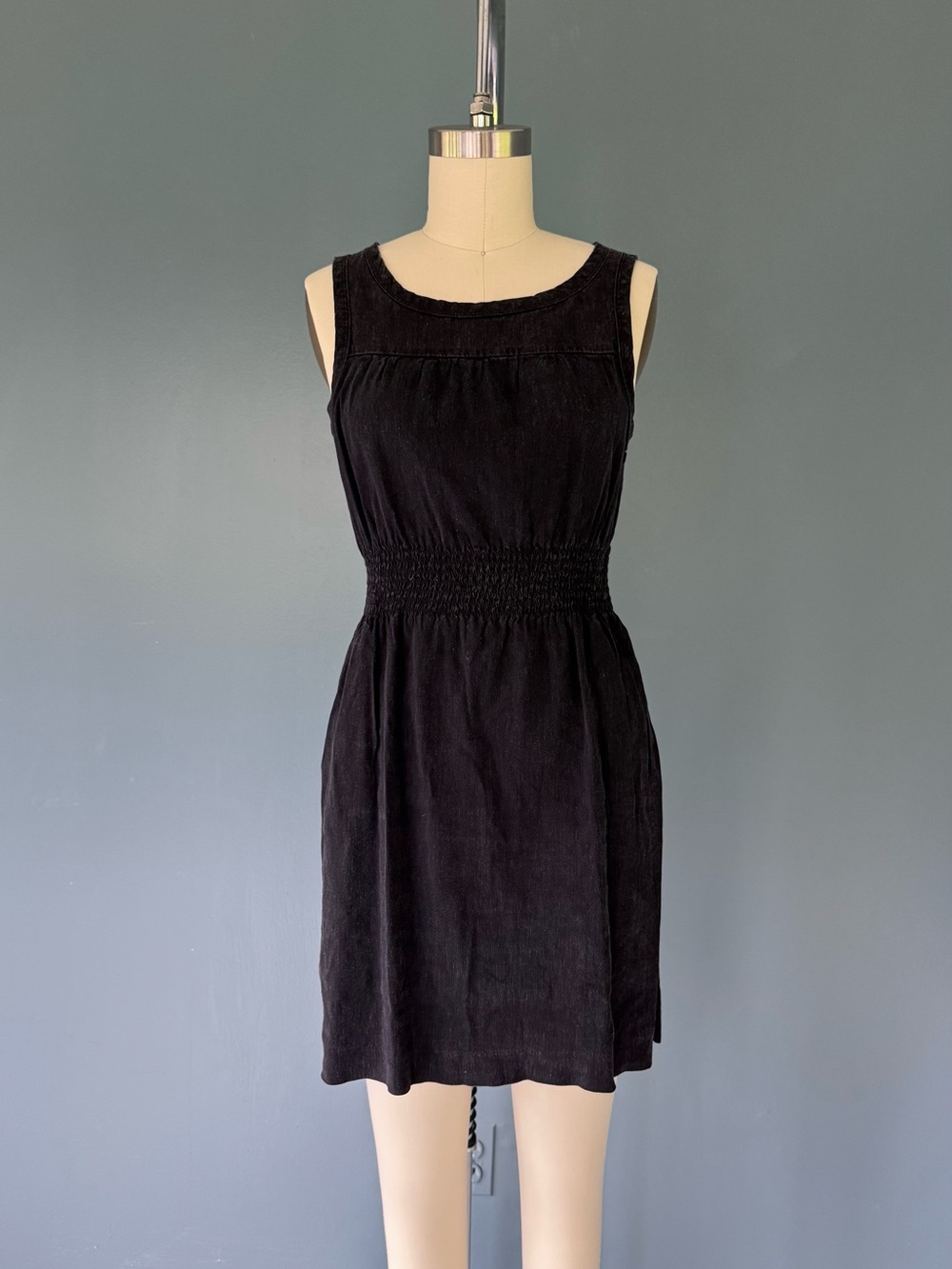Theory Black Linen Sleeveless Mini Dress P XS